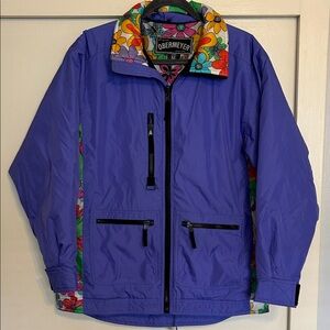 Obermeyer Kids Blue Jacket with Colorful Floral Trim